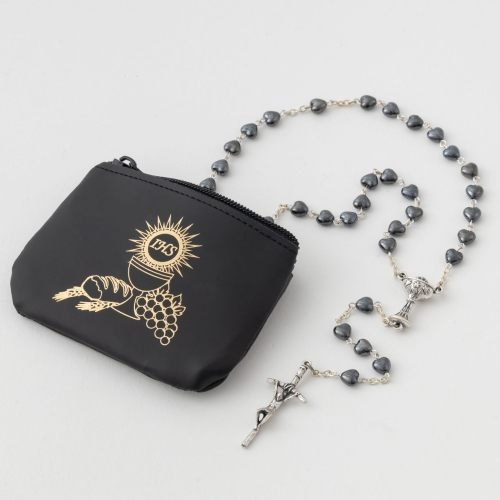 Różaniec serce hematyt IHS