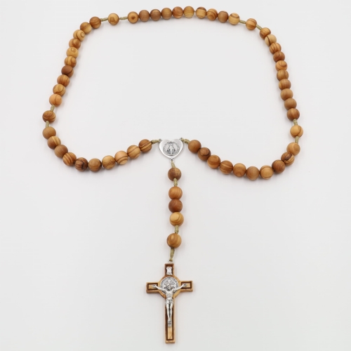 Różaniec z drewna oliwnego 15 mm na sznurku - duży (68 cm)