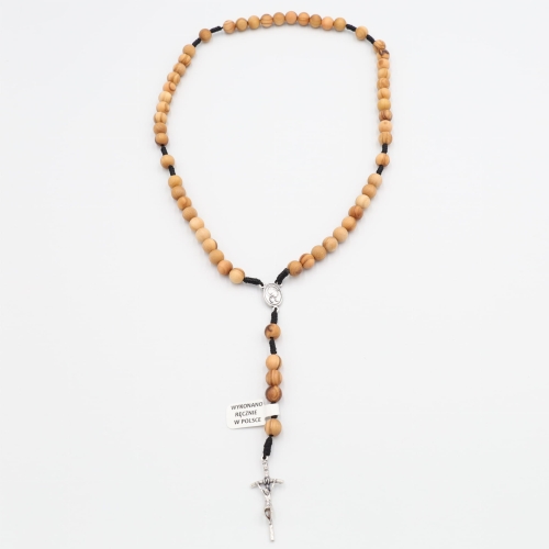 Różaniec z drewna oliwnego 8 mm na sznurku